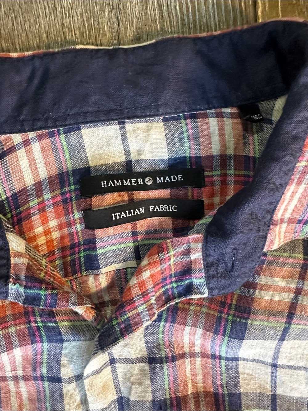 Hammer Made Italian Fabric Plaid Button Down Shirt Men’s 16.5 Red Blue White - Picture 5 of 10
